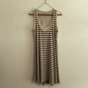Splendid SZ S Striped Navy Beige  Cotton Tank Dress Casual Summer Beach Vacation